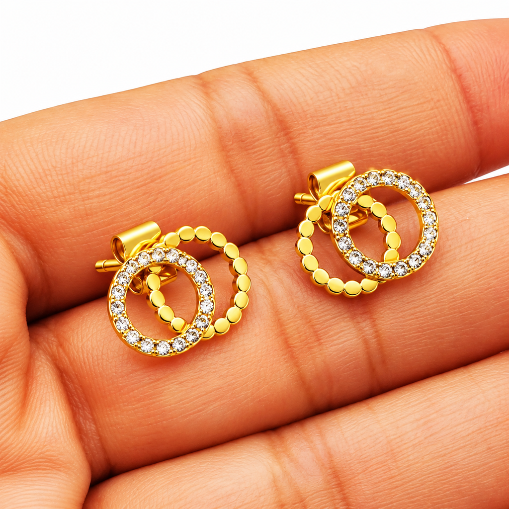 Boucles d'oreilles Double C Luxe Tour Cristaux