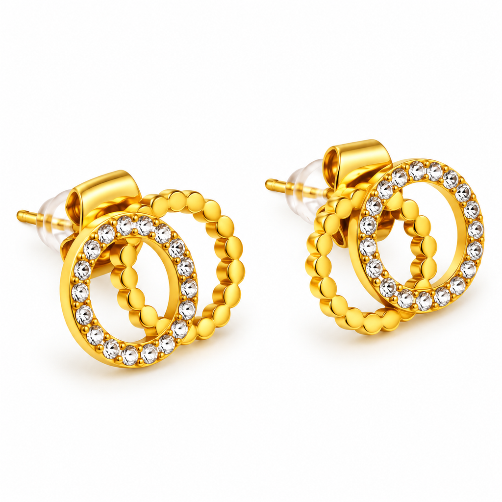 Boucles d'oreilles Double C Luxe Tour Cristaux
