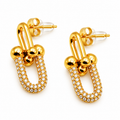 Boucles d'oreilles Double Grand T Luxe Cristaux Luxe