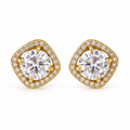 Boucles d'oreilles Grand Cristal Rond Tour Carré Cristaux Luxe