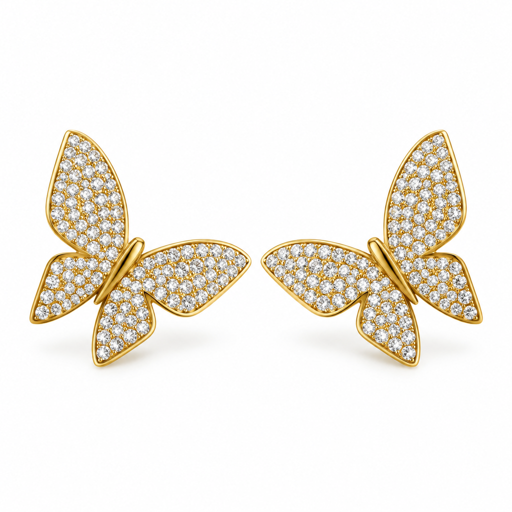 Boucles d'oreilles Grand Papillon Cristaux
