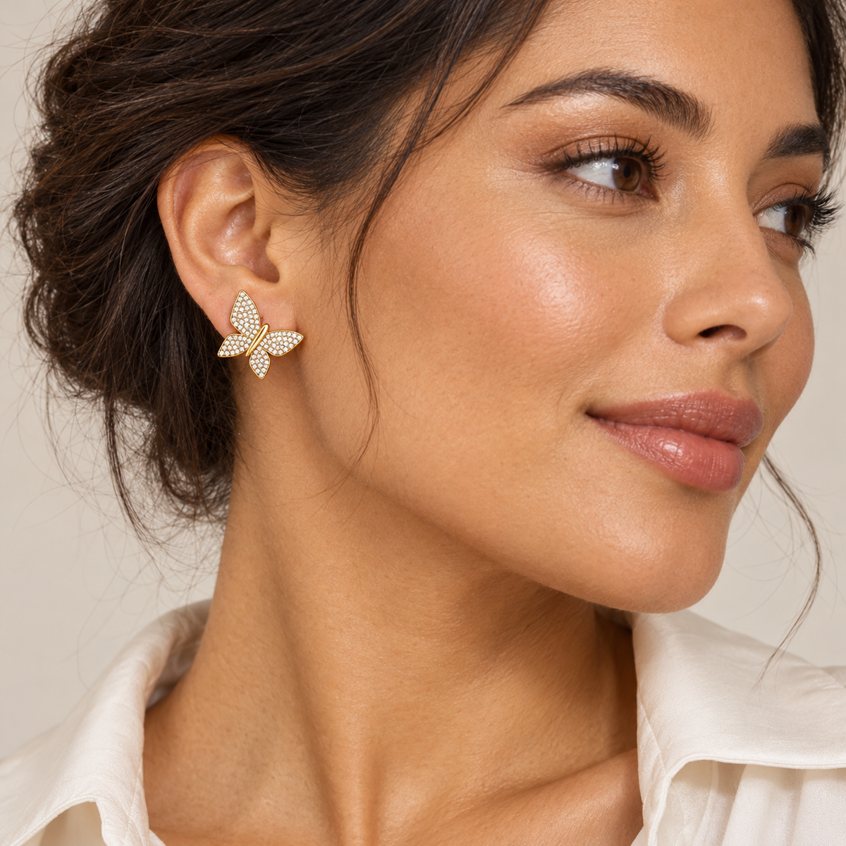 Boucles d'oreilles Grand Papillon Cristaux