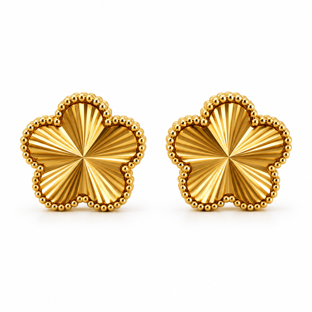 Boucles d'oreilles Petites Marguerites Dorées Tour Perles d'imitation Dorées Luxe