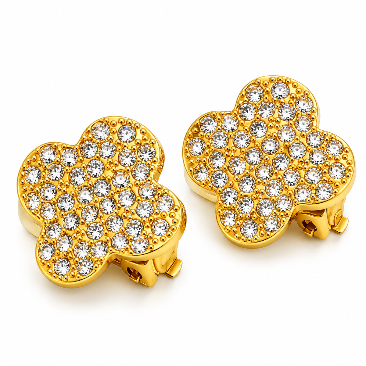 Boucles d'oreilles Trèfles Full Cristaux Luxe Clips