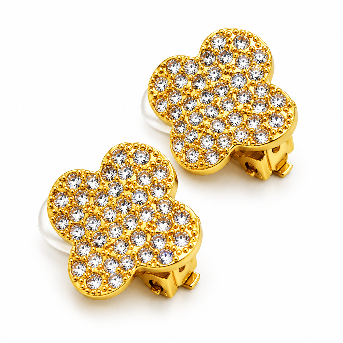 Boucles d'oreilles Trèfles Full Cristaux Luxe Clips
