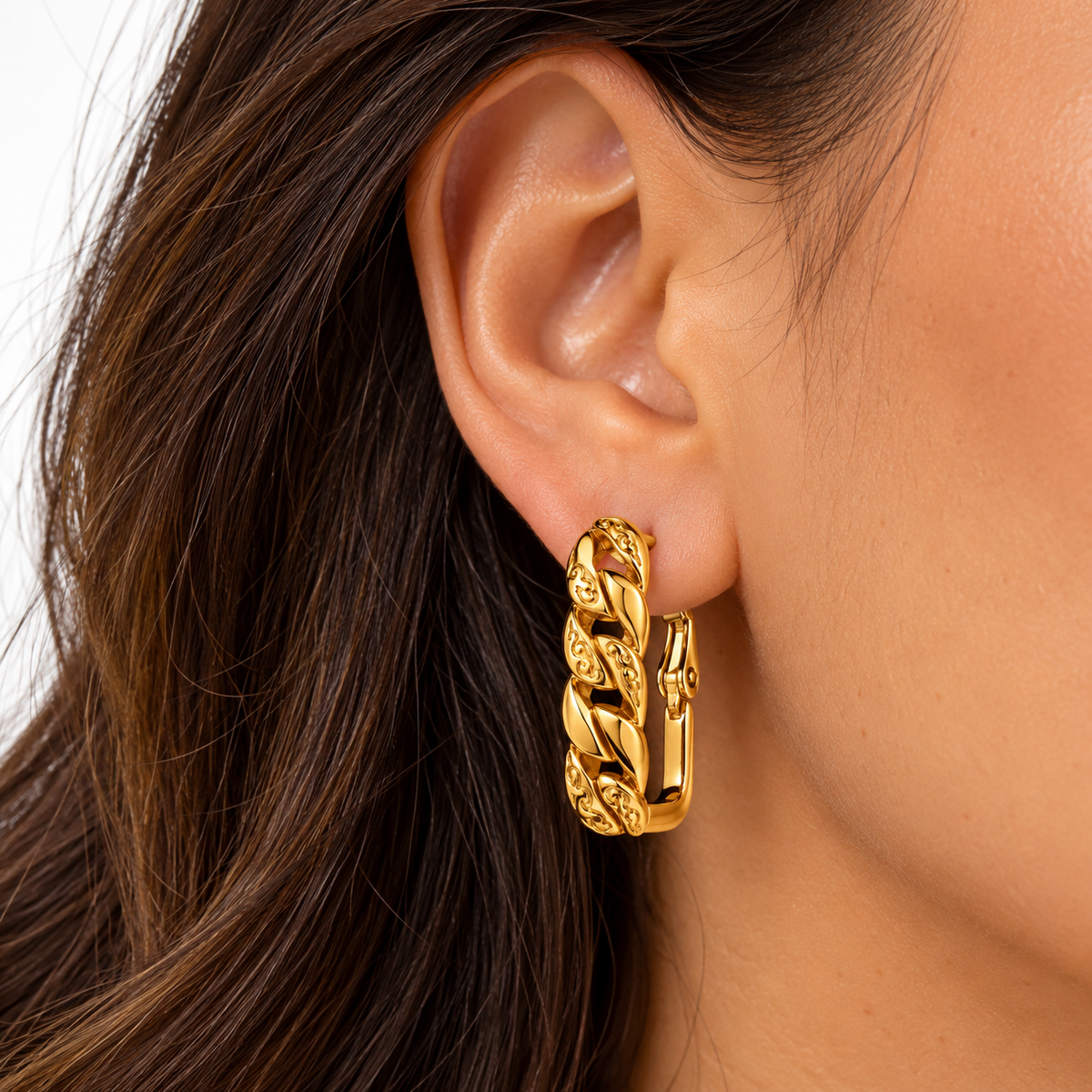 Boucles d'oreilles Tresse Motifs Vagues Luxe