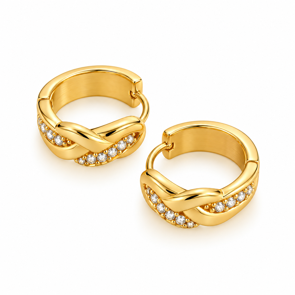Boucles d'oreilles Créoles Torsades et Cristaux Luxe