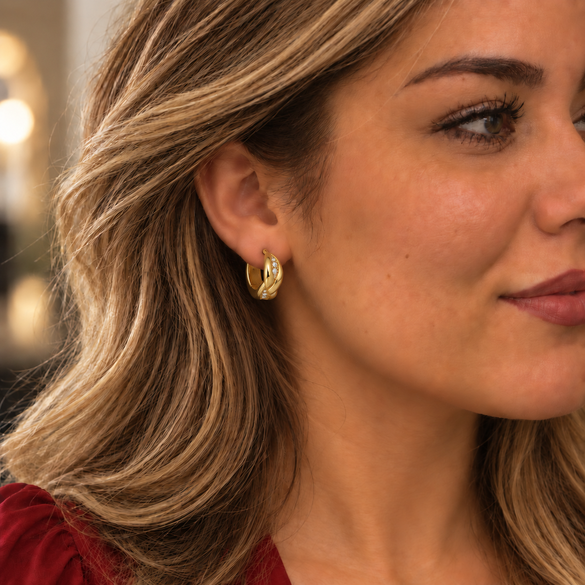Boucles d'oreilles Créoles Torsades et Cristaux Luxe