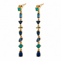 Boucles d oreilles Multi Cristaux Multi Formes Bleutés Luxe