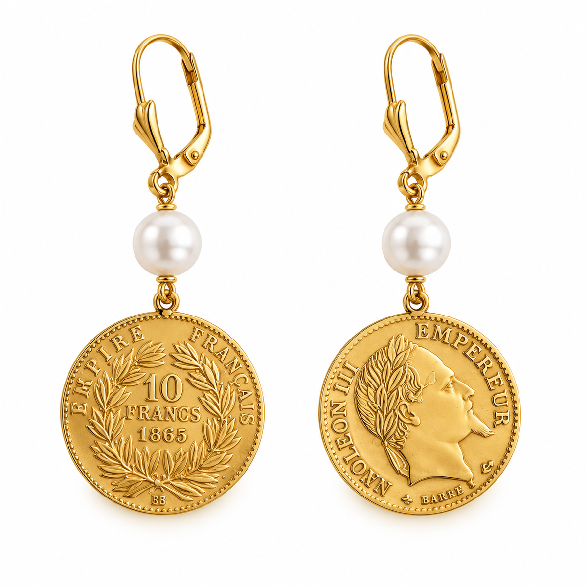 Boucles d'oreilles Multi Louise Napoléon Et Perles d imitation Blanches Luxe