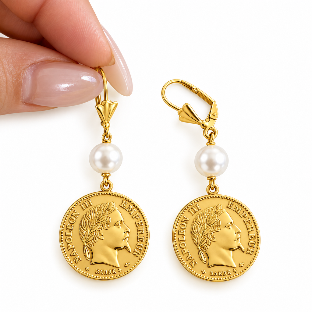 Boucles d'oreilles Multi Louise Napoléon Et Perles d imitation Blanches Luxe