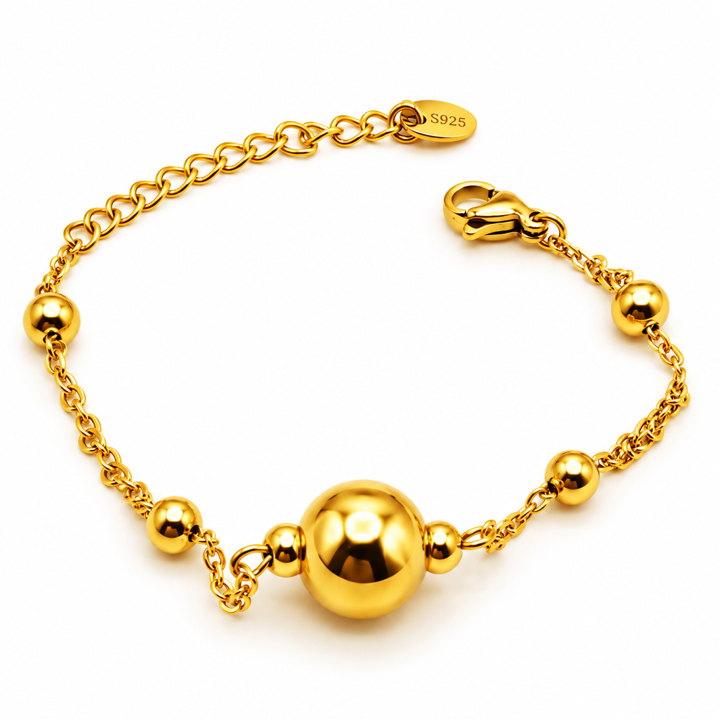 Bracelet Boules Dorées Grosses et Petites Luxe