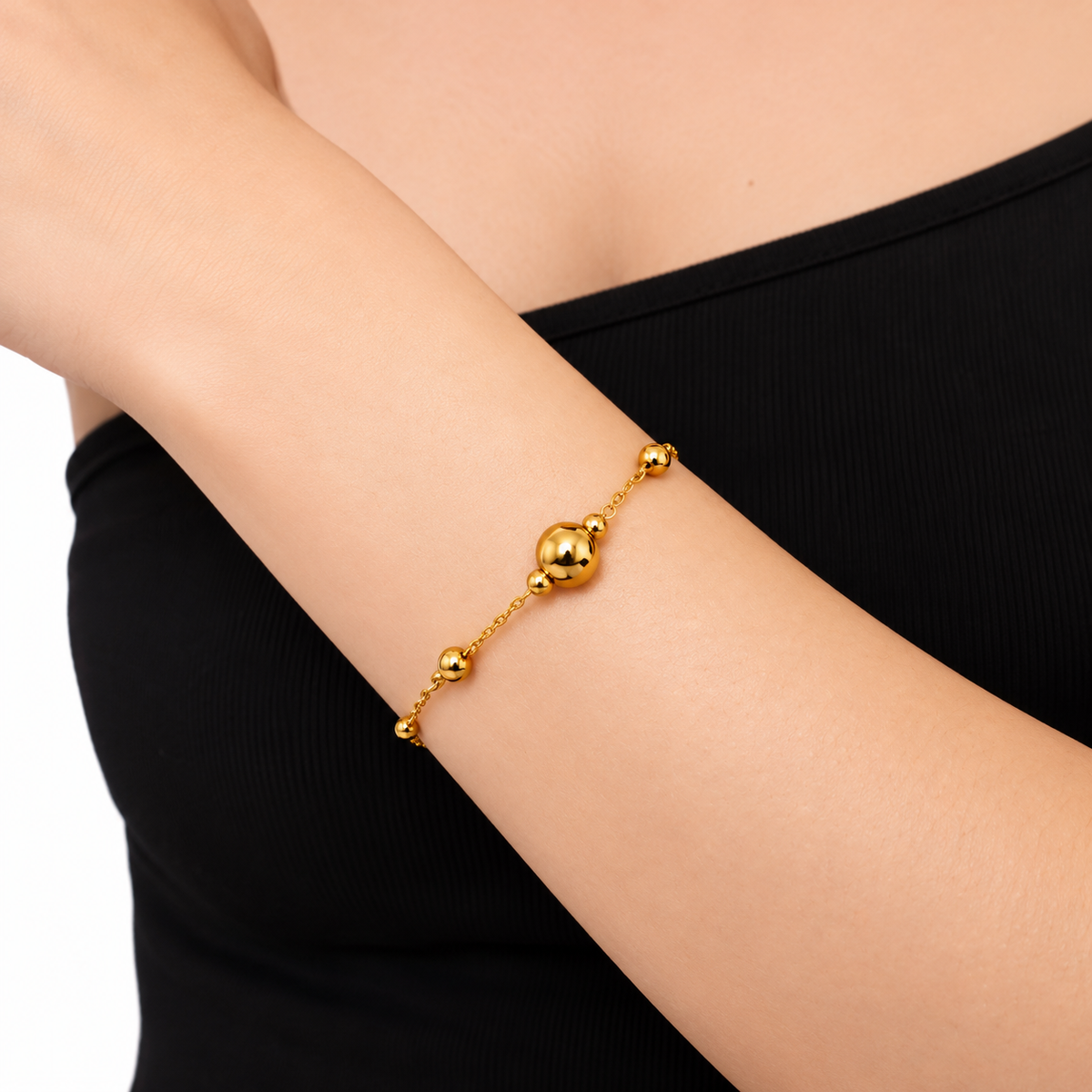Bracelet Boules Dorées Grosses et Petites Luxe