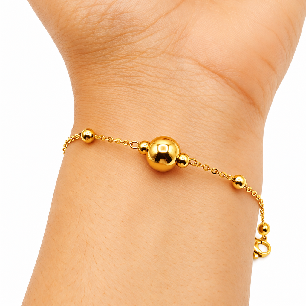Bracelet Boules Dorées Grosses et Petites Luxe