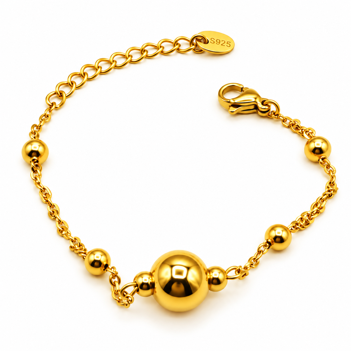 Bracelet Boules Dorées Grosses et Petites Luxe