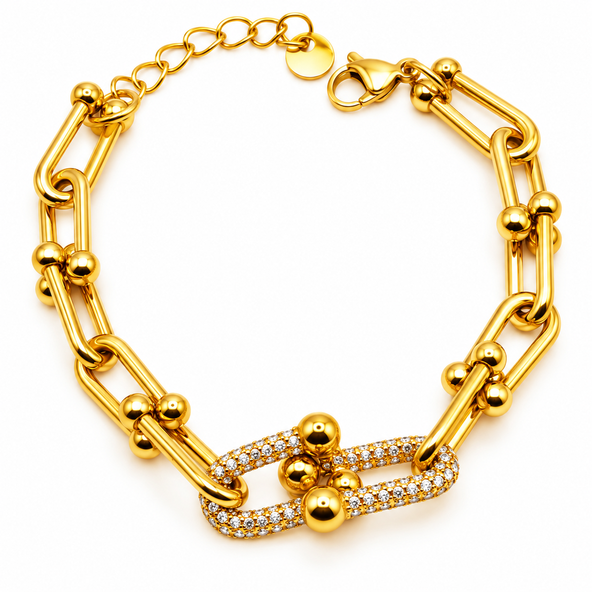 Bracelet Double Grand T Luxe Cristaux Luxe
