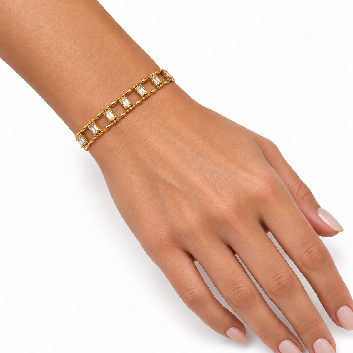Bracelet Double Lignes Multi Cristaux Rectangles Luxe