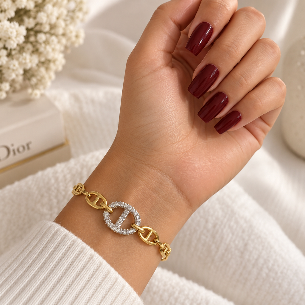 Bracelet Graine de Café H Luxe Argenté Cristaux
