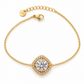 Bracelet Grand Cristal Rond Tour Carré Cristaux Luxe