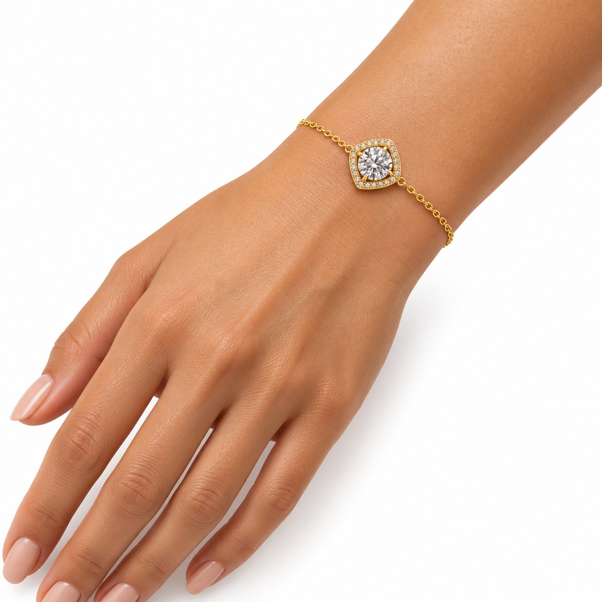 Bracelet Grand Cristal Rond Tour Carré Cristaux Luxe