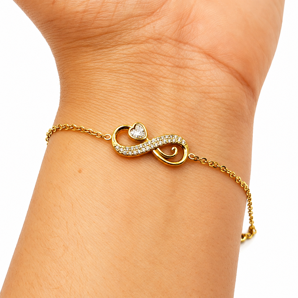Bracelet Infinity Cristaux Coeur Cristal Luxe