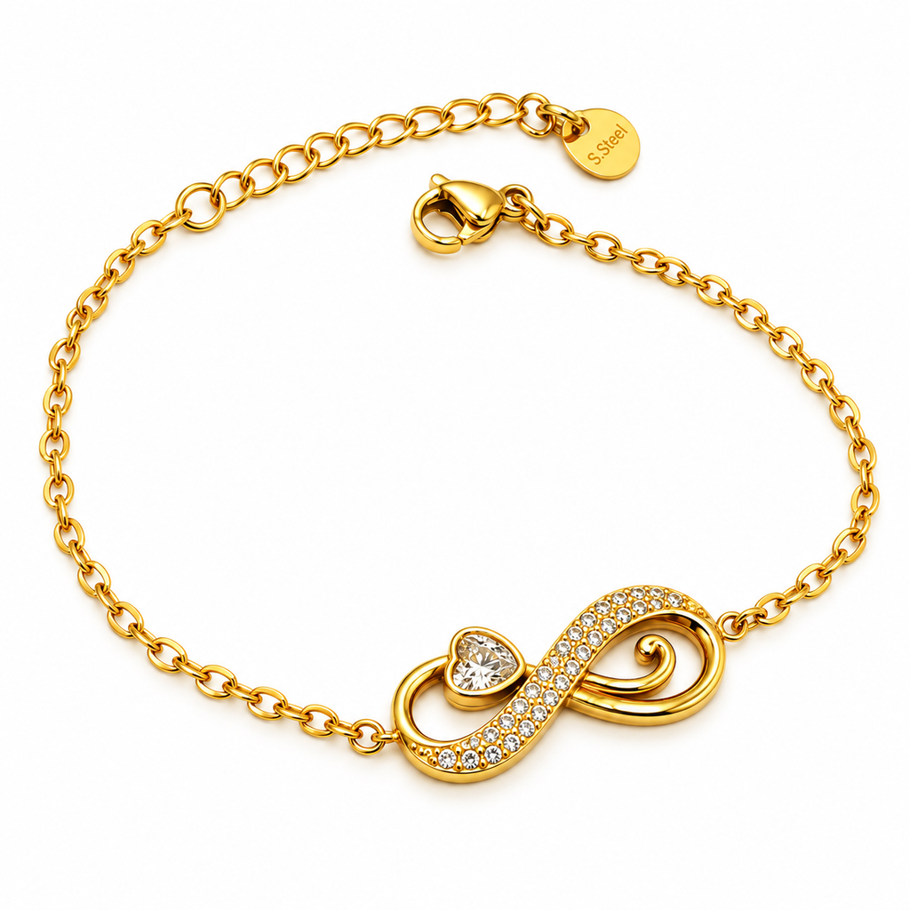 Bracelet Infinity Cristaux Coeur Cristal Luxe