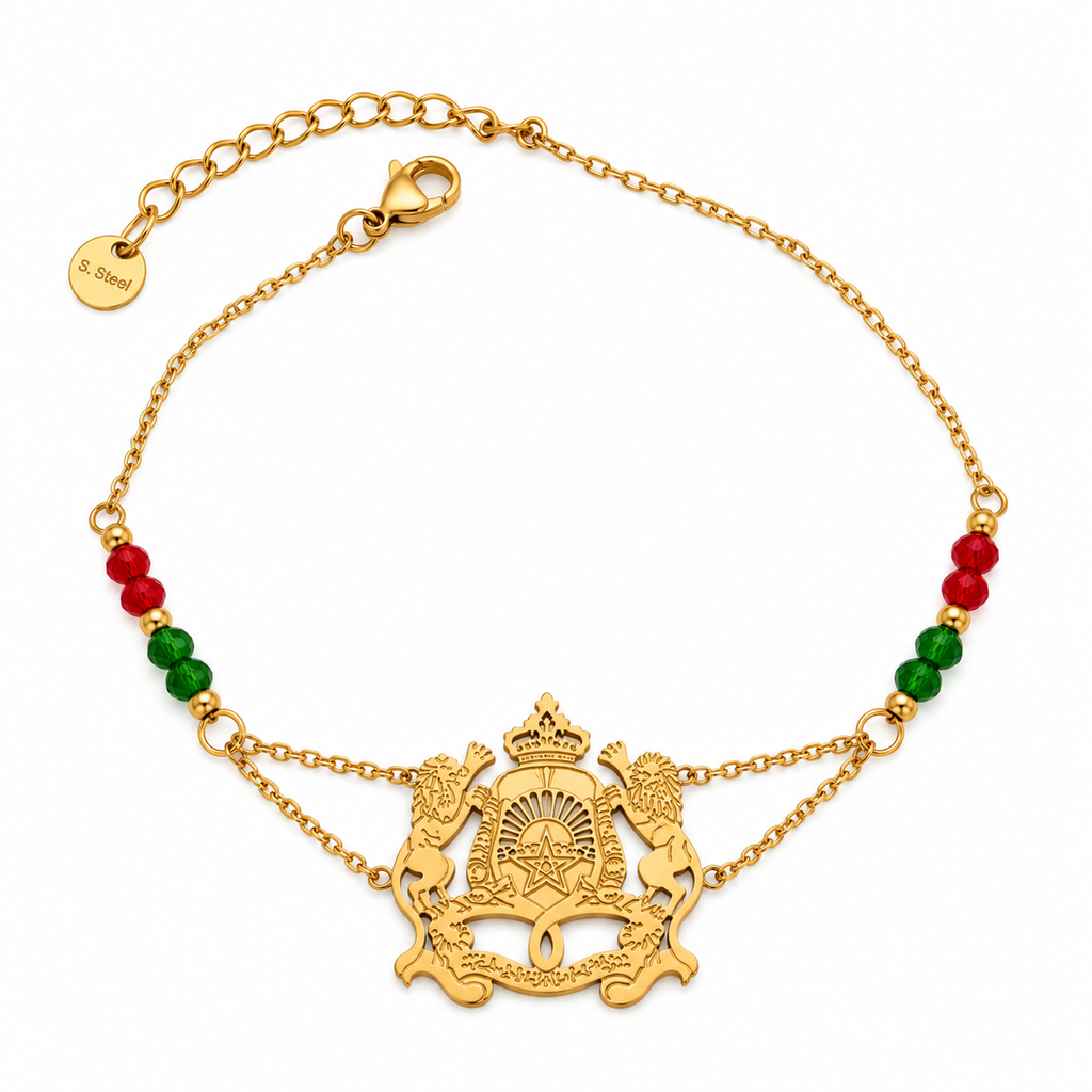 Bracelet Maroc Pierres Vertes et Rouges Luxe