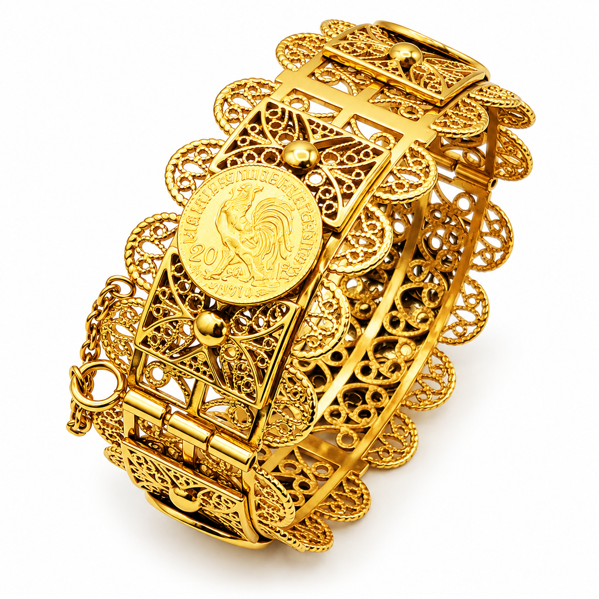 Bracelet Motifs Orientaux Louise Coq Fermoir à Épingle Luxe