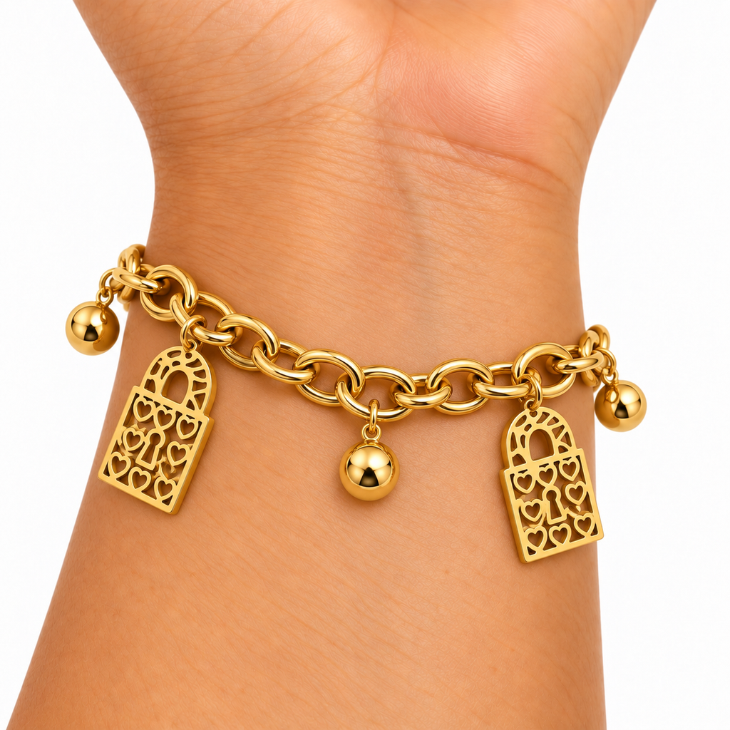 Bracelet Multi Bab El Mansour et Perles d imitation Dorées Luxe