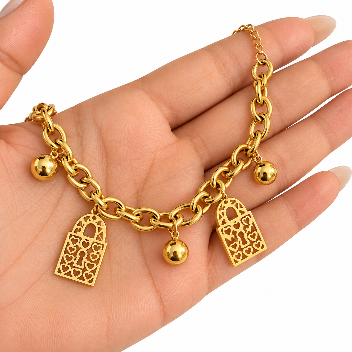 Bracelet Multi Bab El Mansour et Perles d imitation Dorées Luxe