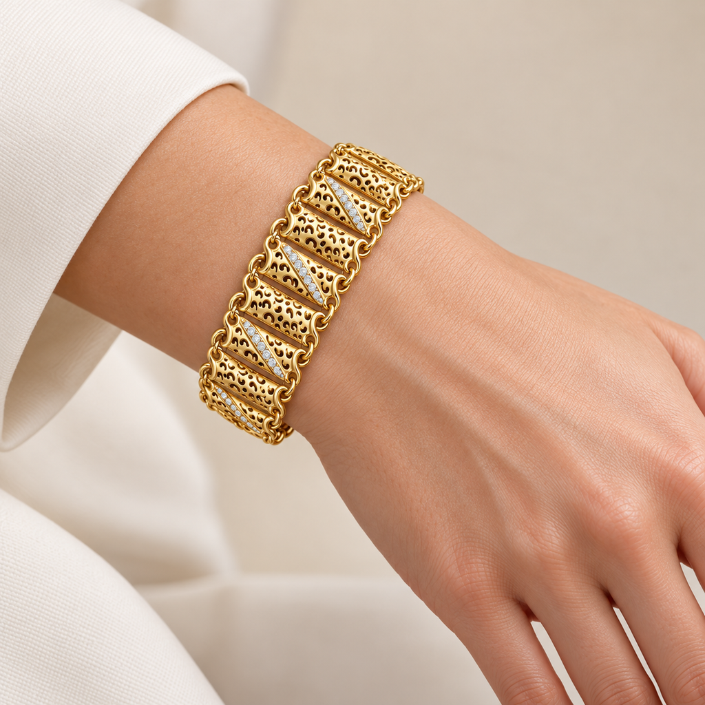 Bracelet Multi Barres Virgules et Cristaux Luxe