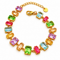 Bracelet Multi Cristaux Rectangles Multi Formes Multicolores Luxe
