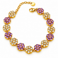 Bracelet Multi Fleurs de Cristaux Violets et Transparents Luxe