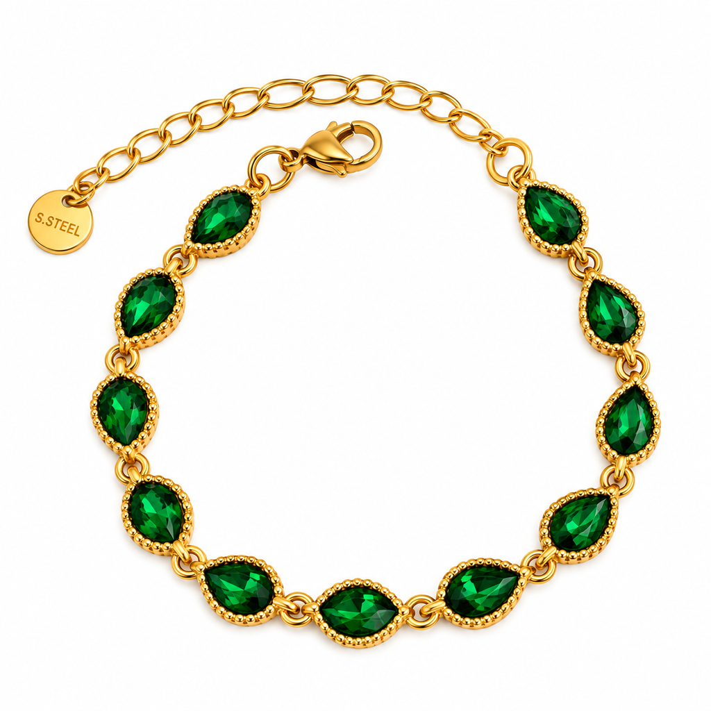 Bracelet Multi Gouttes Vertes Tour Perles d'imitation Luxe