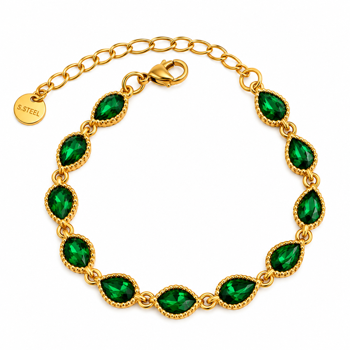 Bracelet Multi Gouttes Vertes Tour Perles d'imitation Luxe
