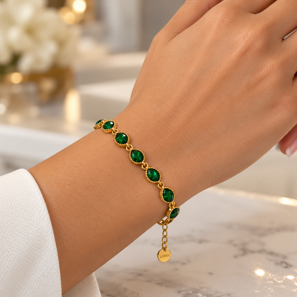 Bracelet Multi Gouttes Vertes Tour Perles d'imitation Luxe