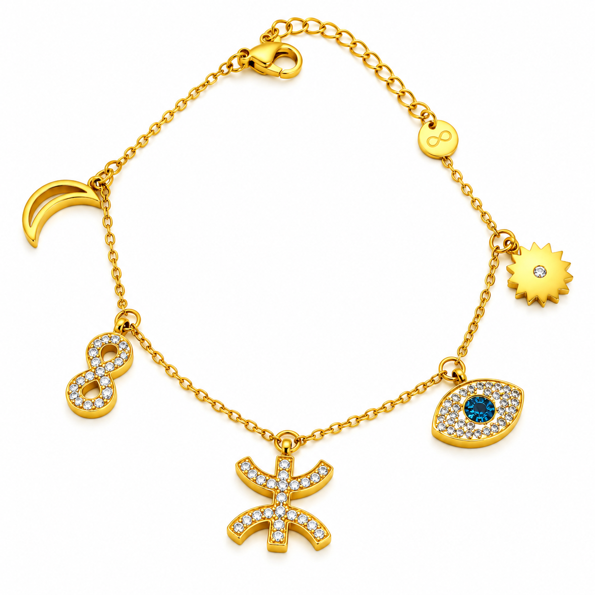 Bracelet Multi Pendentifs Amazigh Oeil Bleu Luxe