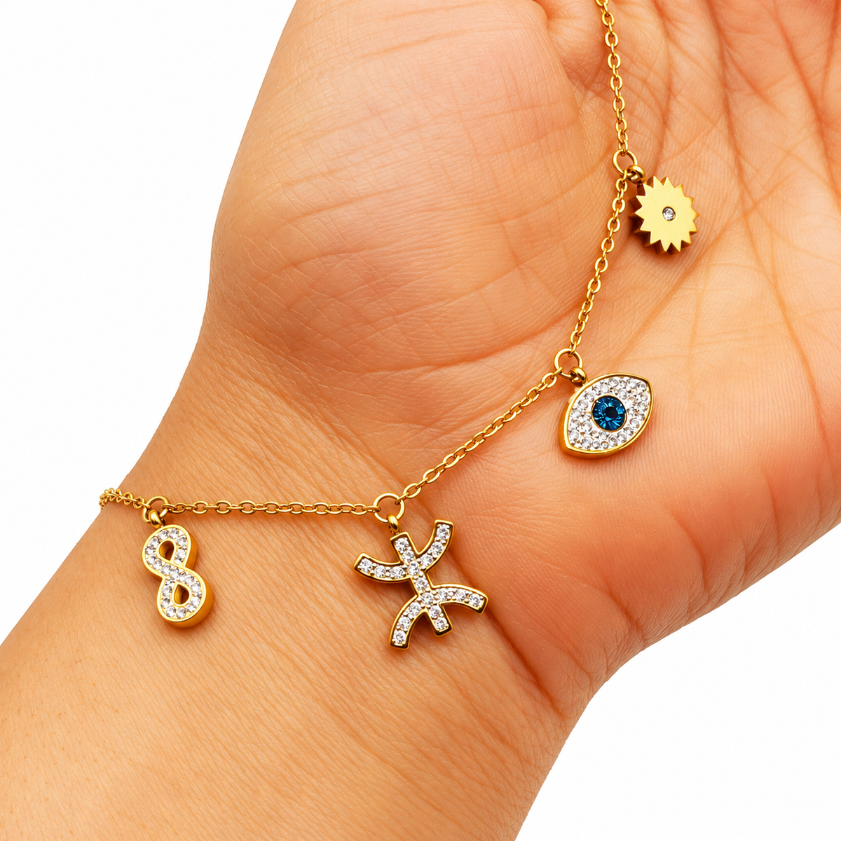 Bracelet Multi Pendentifs Amazigh Oeil Bleu Luxe
