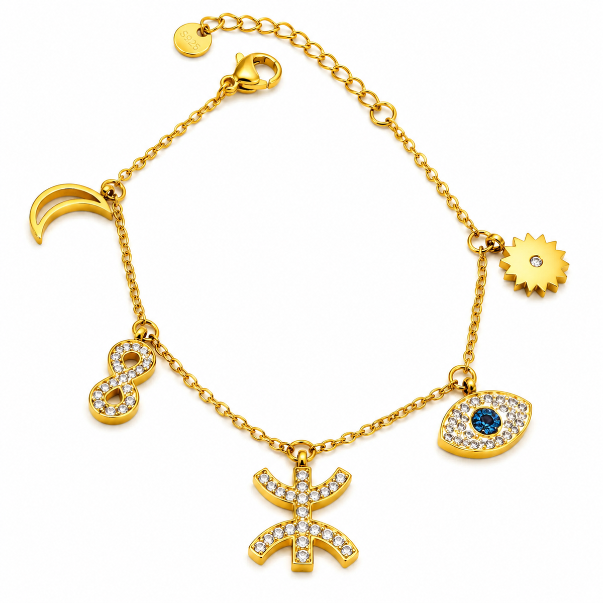 Bracelet Multi Pendentifs Amazigh Oeil Bleu Luxe