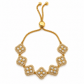 Bracelet Multi Trèfles 4 Cristaux Ronds Tour Cristaux Luxe