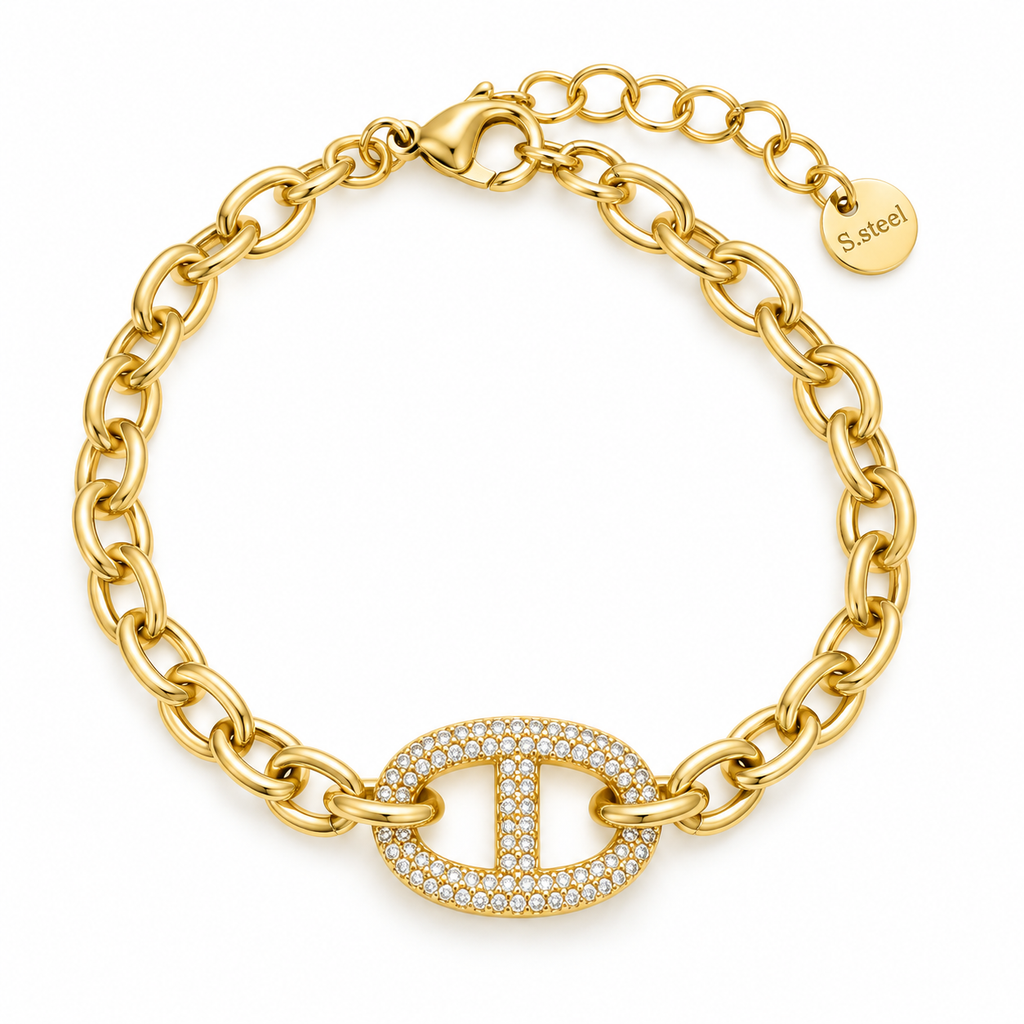 Bracelet Pendentif H Luxe Cristaux
