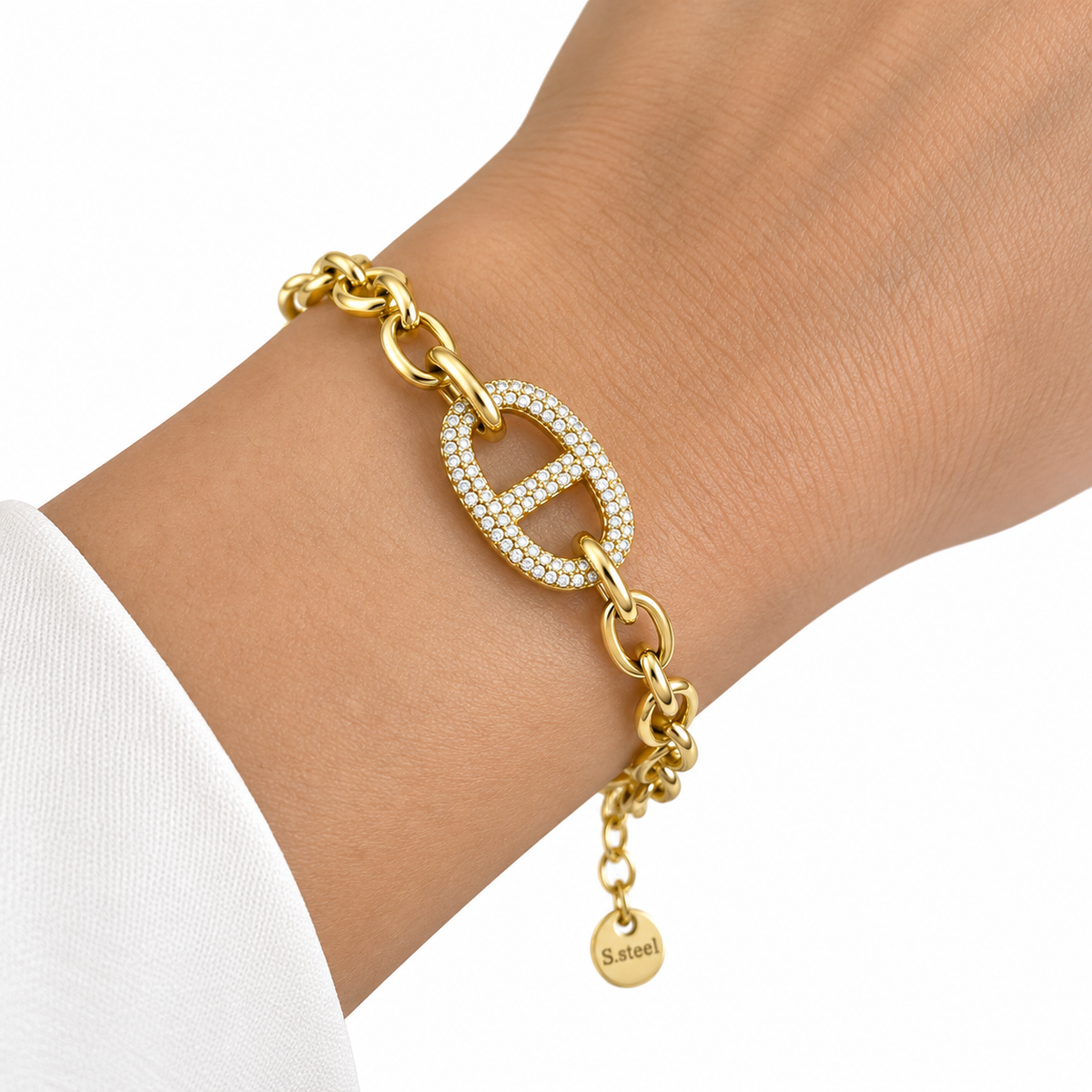 Bracelet Pendentif H Luxe Cristaux