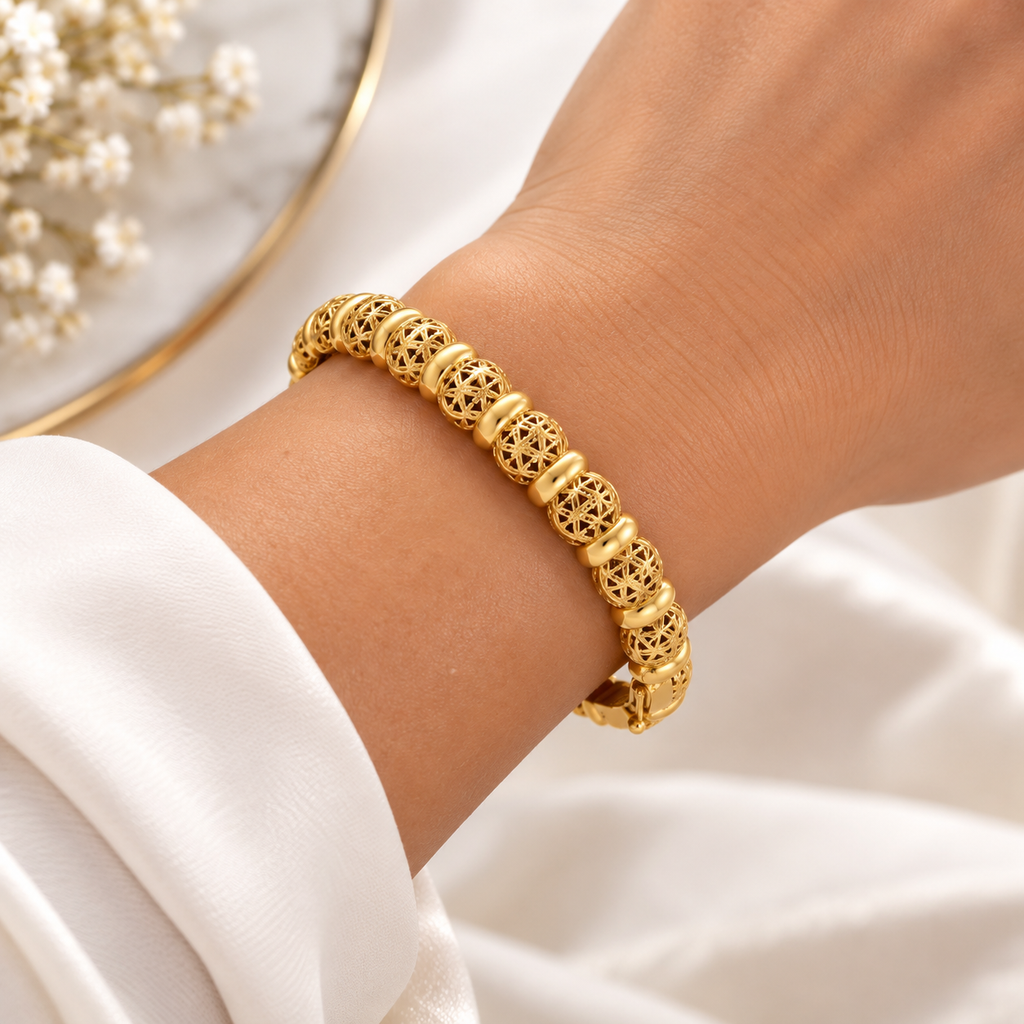 Bracelet Rigide Boules Orientales Plates Luxe