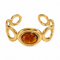 Bracelet Rigide Cristal Ovale Marron Luxe