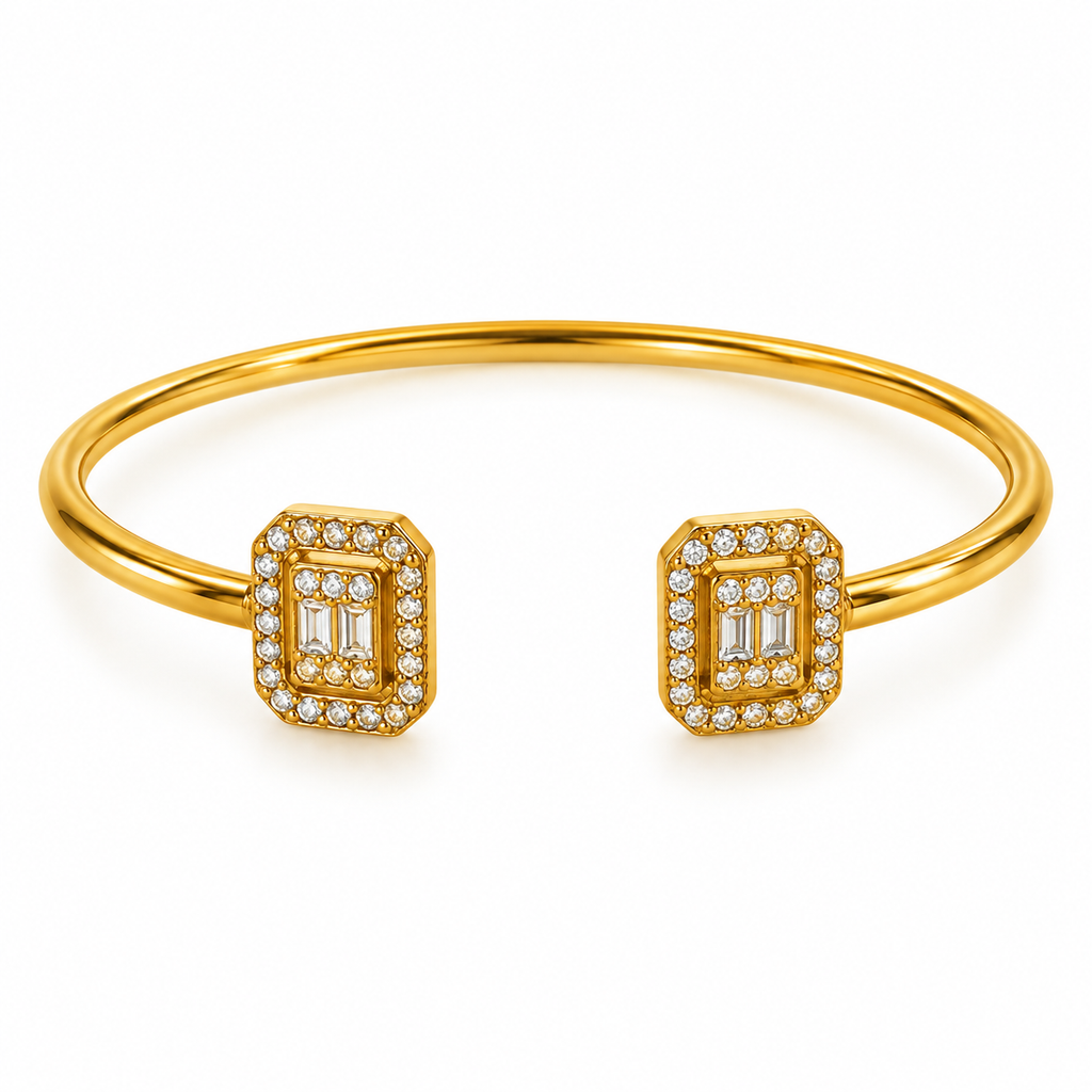 Bracelet Rigide Cristaux Rectangles Tour Cristaux Luxe