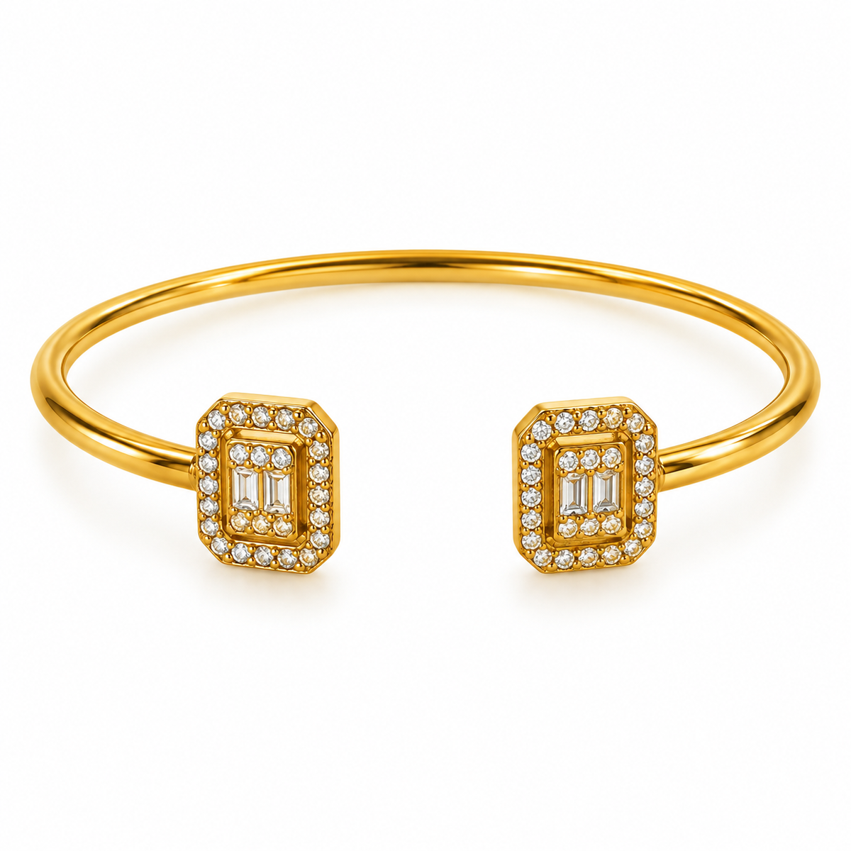Bracelet Rigide Cristaux Rectangles Tour Cristaux Luxe