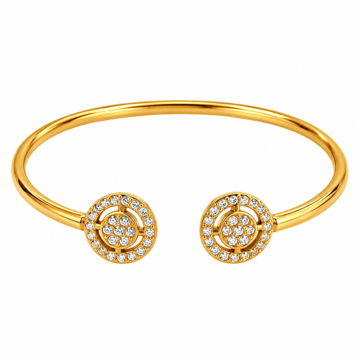 Bracelet Rigide Double Cercles Cristaux Tour Cristaux Luxe
