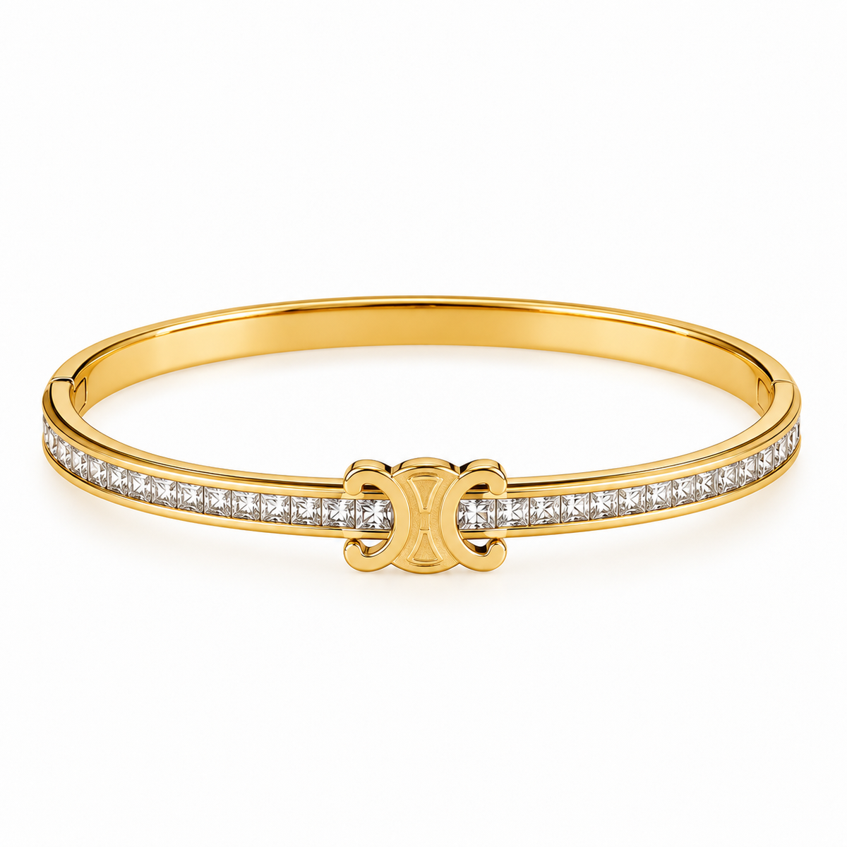 Bracelet Rigide Ligne Cristaux Double C Luxe