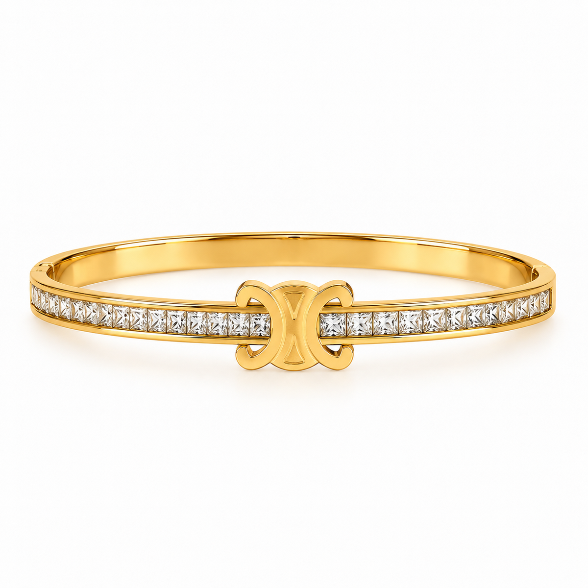 Bracelet Rigide Ligne Cristaux Double C Luxe