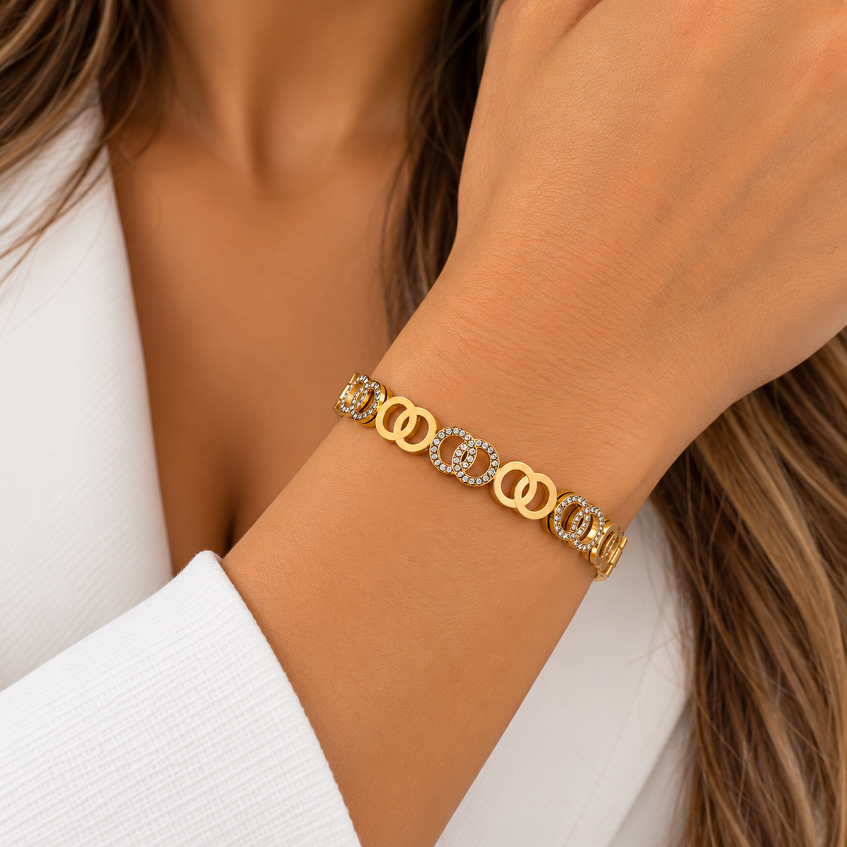 Bracelet Rigide Multi Double Cercles Luxe
